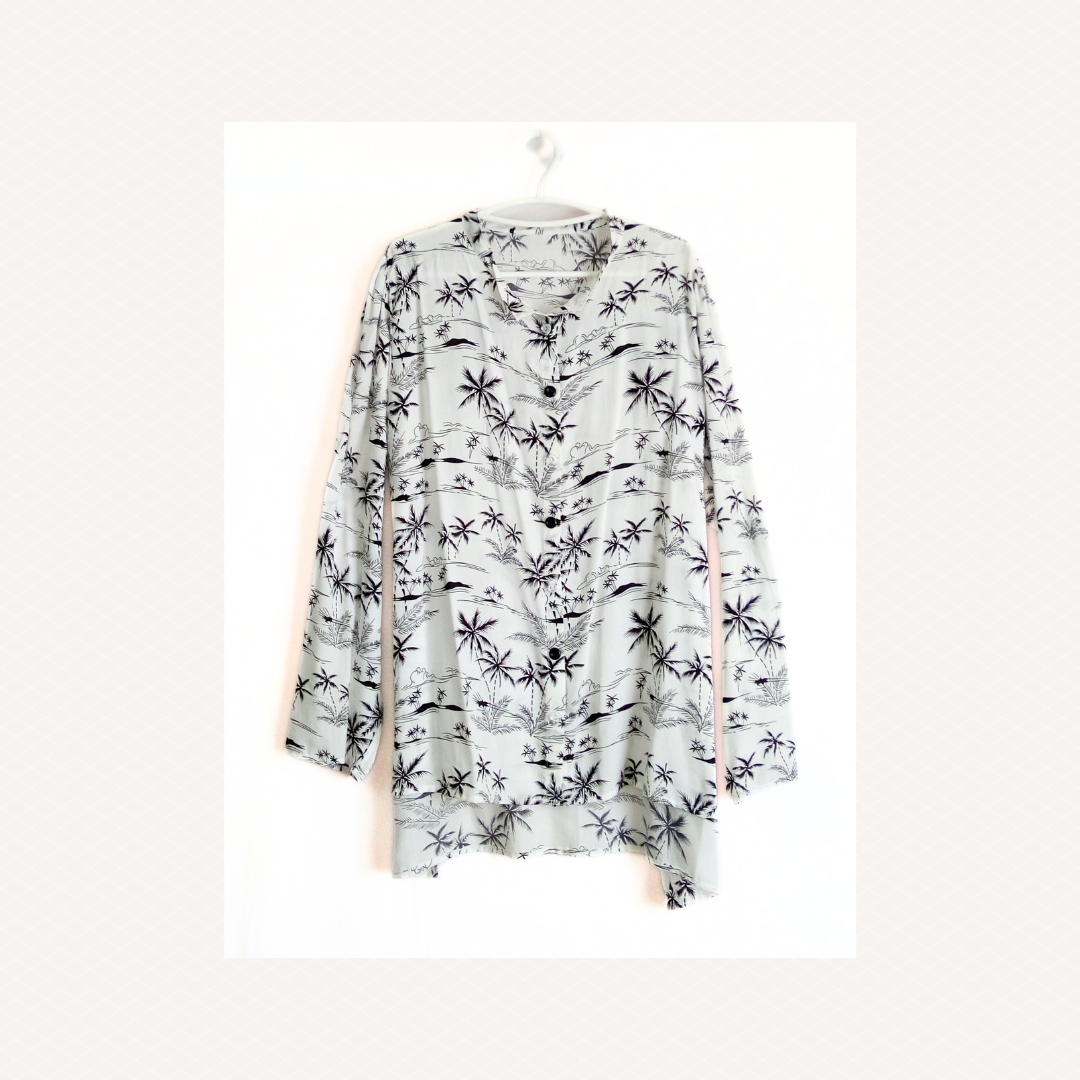 Cotton Blouse with Tree Print