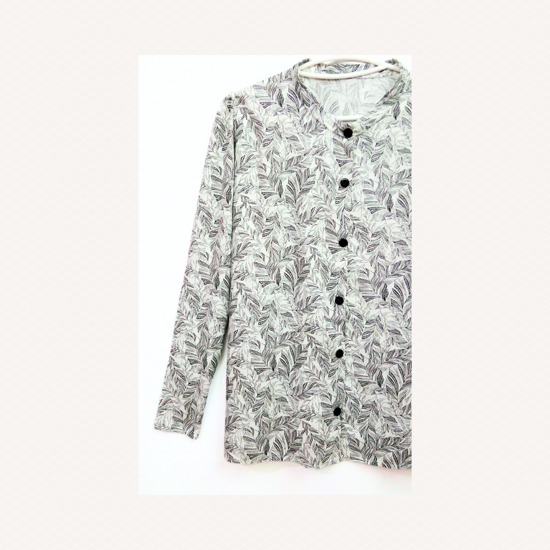 Cotton Blouse with Feather Printed