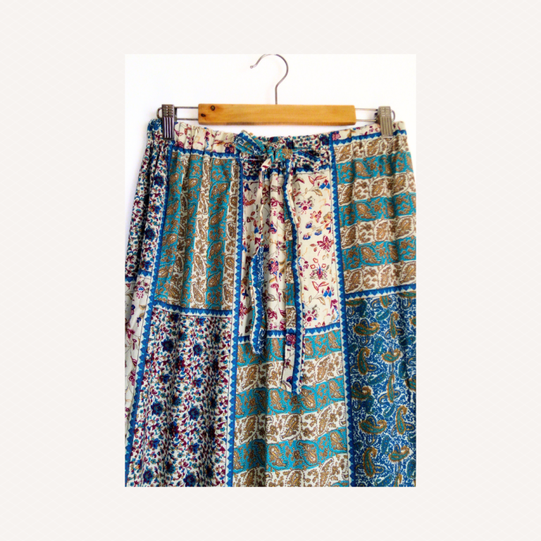 Turquoise Patchwork Maxi Skirt