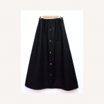 Black Denim Maxi Skirt with Buttons