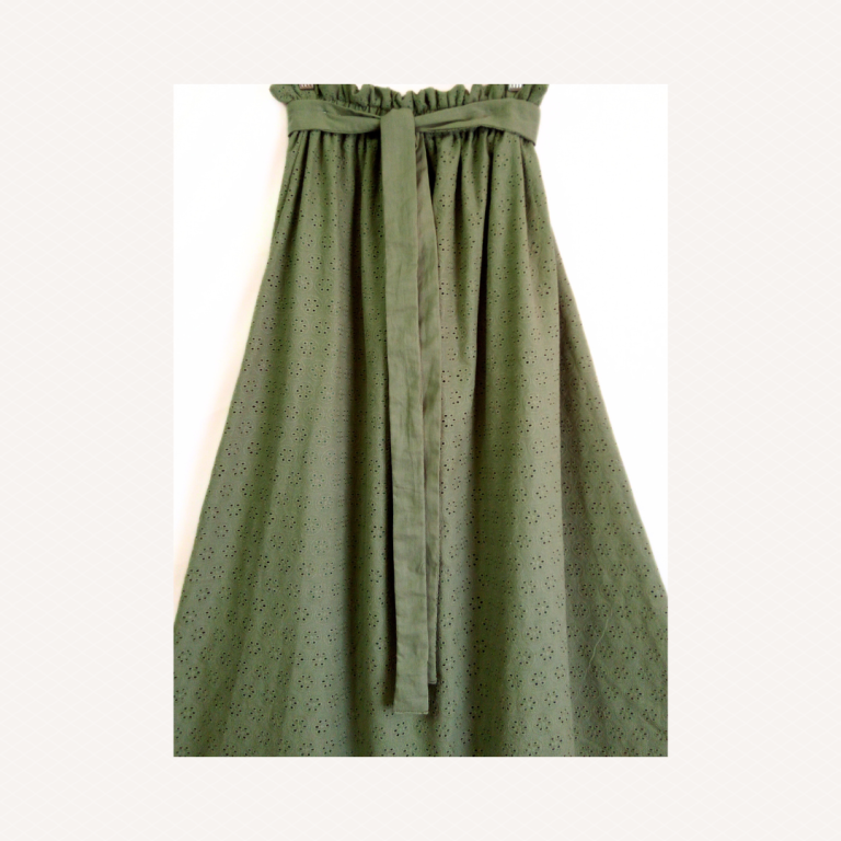 Olive Lace Cotton Maxi Skirt