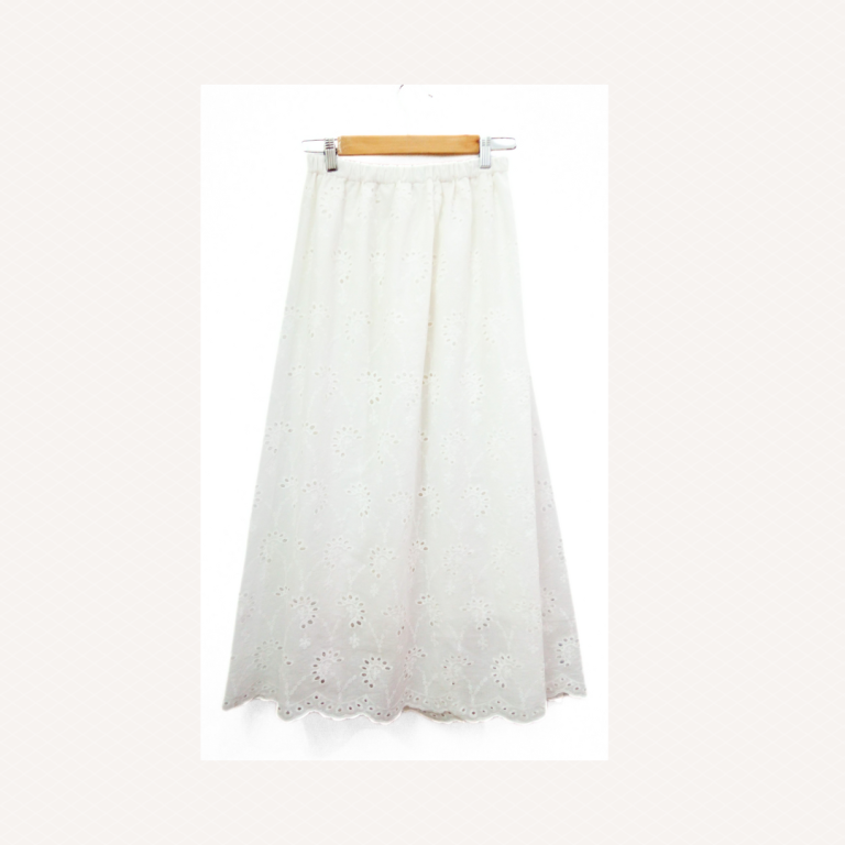 Offwhite Lace Cotton Maxi Skirt