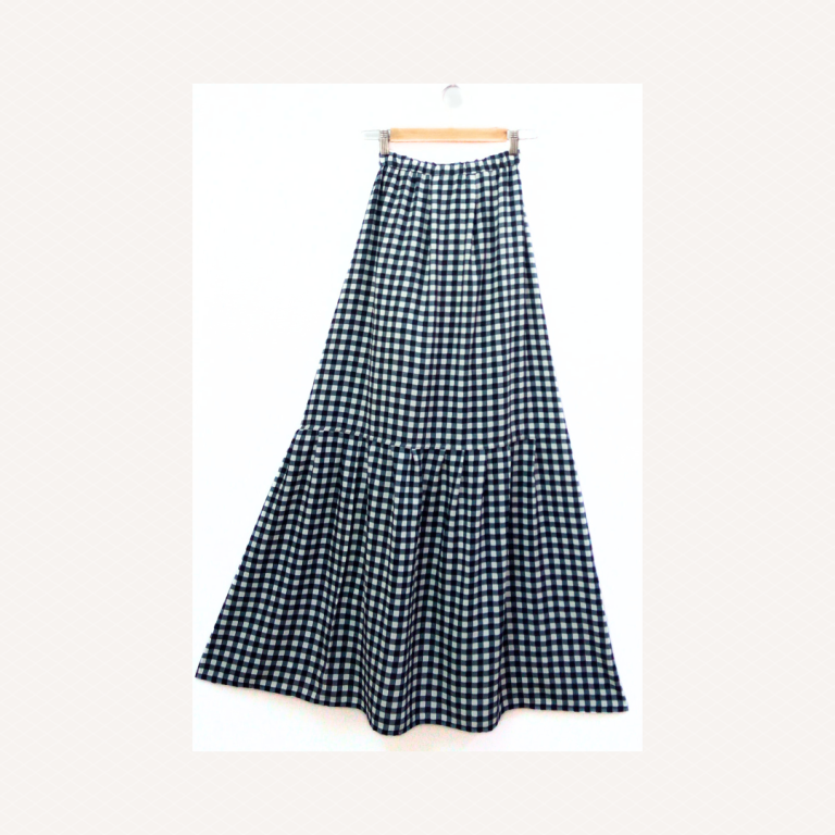 Checked Cotton Maxi Skirt