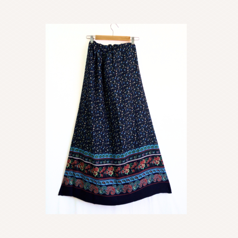 Navy Floral Maxi Skirt