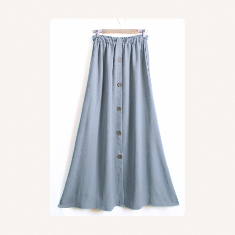 Gray Linen Modest Skirt with Buttons