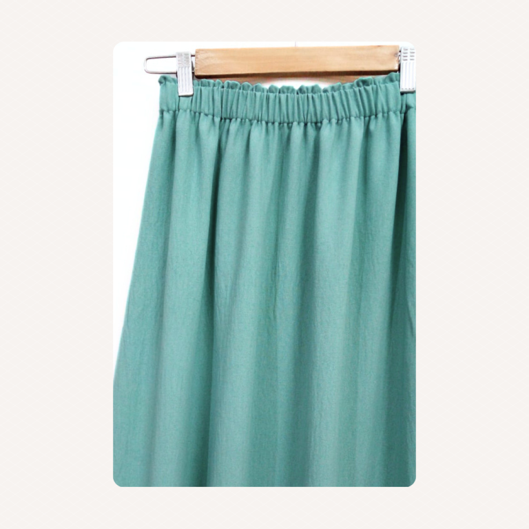 Mint Green Linen Modest Skirt with Buttons