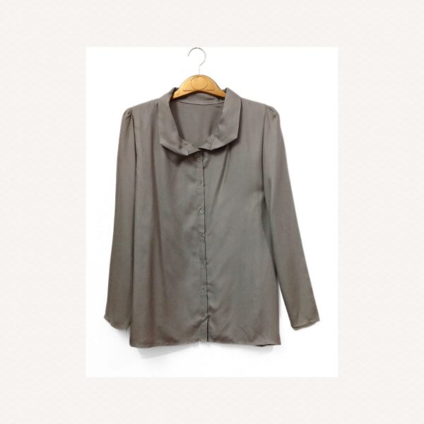 Gray Modest Blouse Long Sleeve