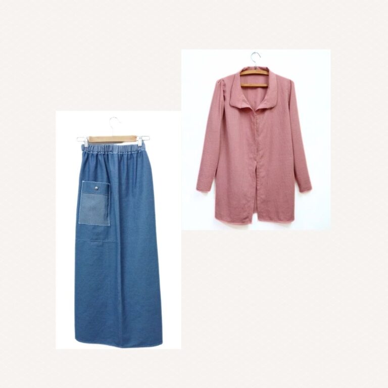 Long denim skirt outfit - Pink