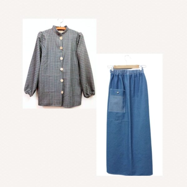 Long denim skirt outfit - Blue